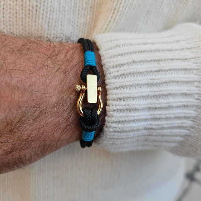 ROYAL 3mm nautical clasp bracelet black teal
