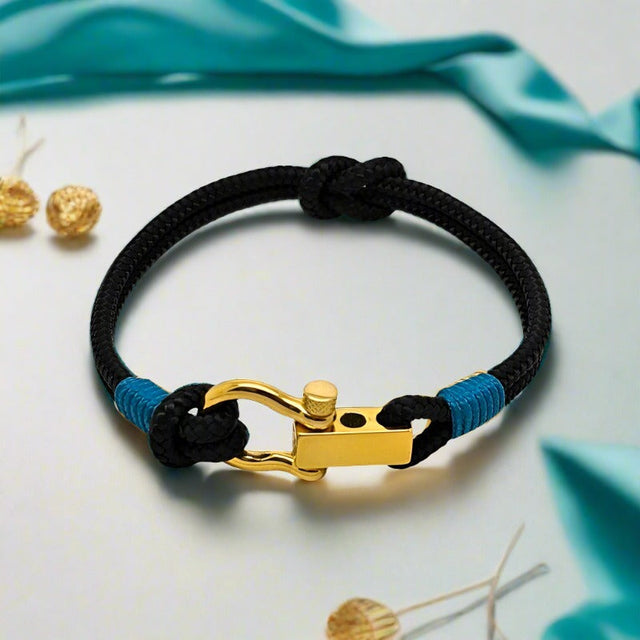 ROYAL 3mm nautical clasp bracelet black teal
