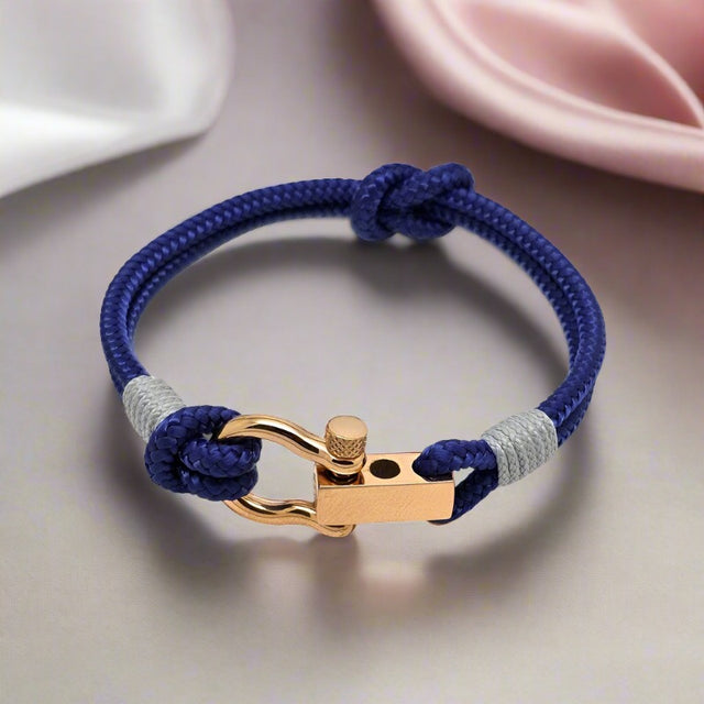 ROYAL 3mm nautical clasp bracelet blue grey