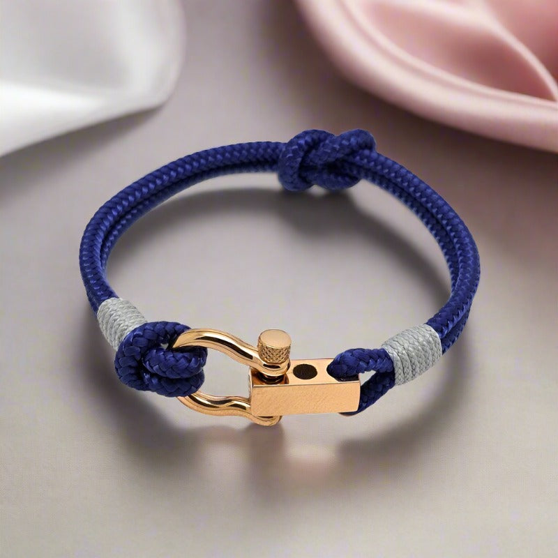 ROYAL 3mm nautical clasp bracelet blue grey