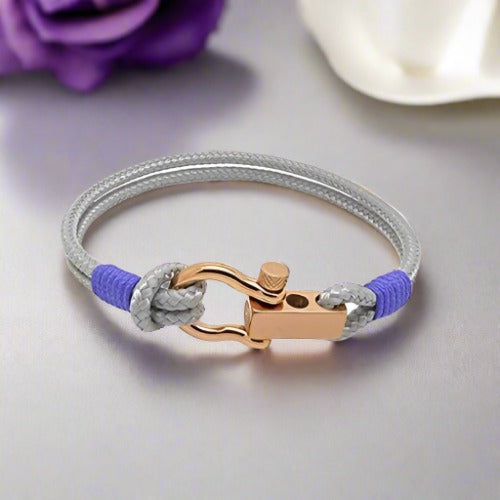 ROYAL 3mm nautical clasp bracelet grey lavender purple