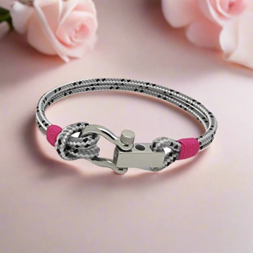 ROYAL 3mm nautical clasp bracelet grey mix pink