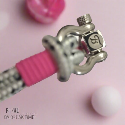 ROYAL 3mm nautical clasp bracelet grey mix pink