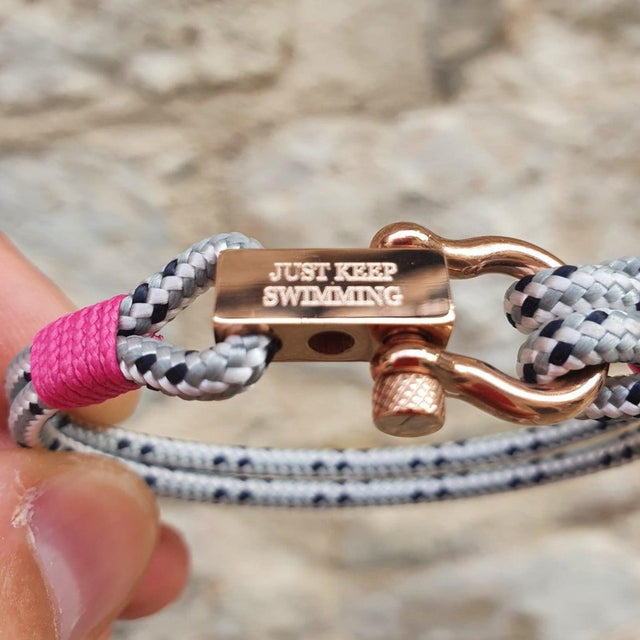 ROYAL 3mm nautical clasp bracelet grey mix pink