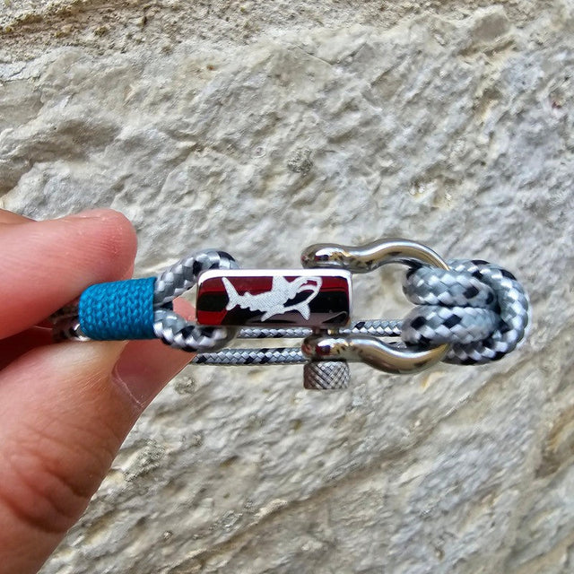 ROYAL 3mm nautical clasp bracelet grey mix turquoise