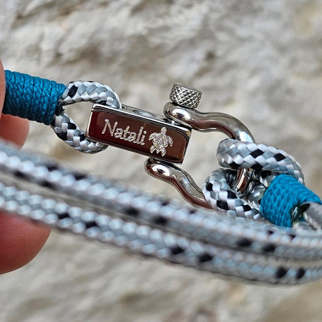 ROYAL 3mm nautical clasp bracelet grey mix turquoise