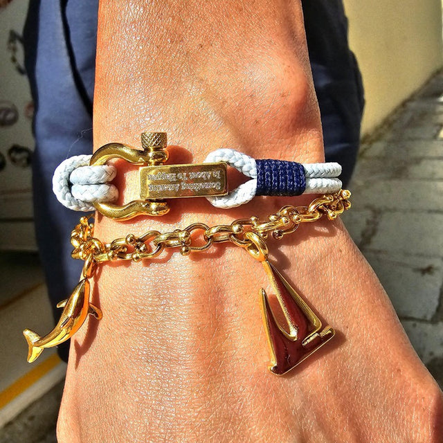 ROYAL 3mm nautical clasp bracelet grey navy blue
