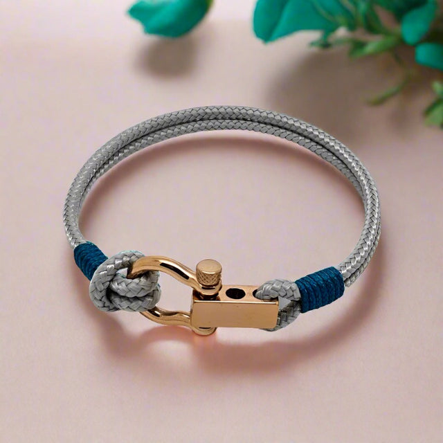 ROYAL 3mm nautical clasp bracelet grey teal