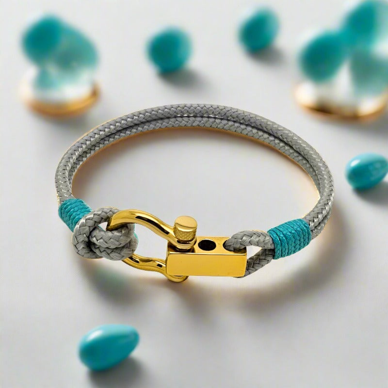 ROYAL 3mm nautical clasp bracelet grey turquoise