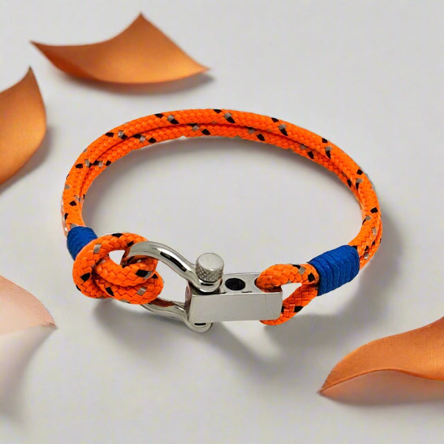 ROYAL 3mm nautical clasp bracelet orange mix blue