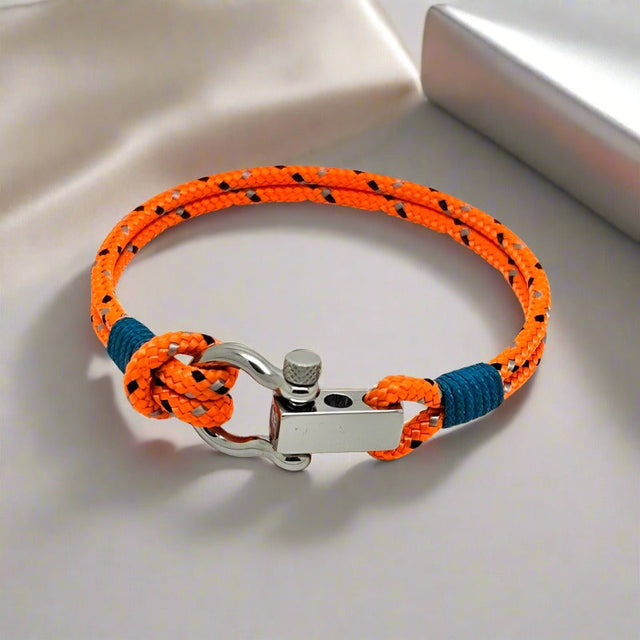 ROYAL 3mm nautical clasp bracelet orange mix teal