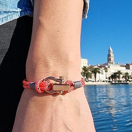 ROYAL 3mm nautical clasp bracelet pink mix grey