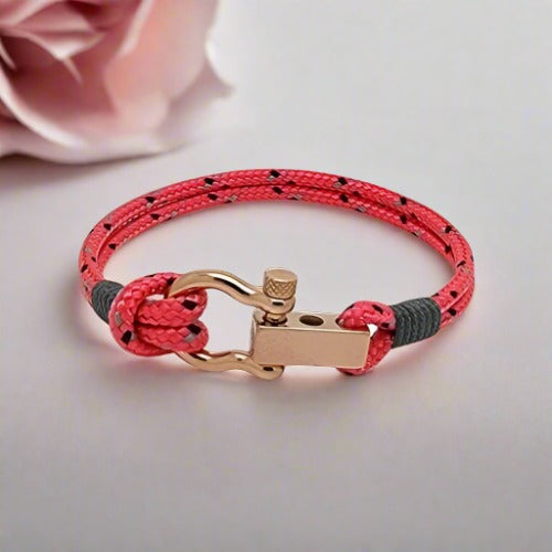 ROYAL 3mm nautical clasp bracelet pink mix grey