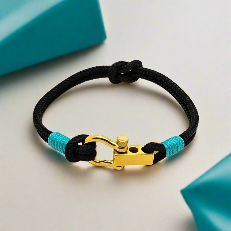 ROYAL mini shackle bracelet black turquoise
