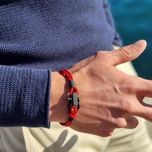 ROYAL mini shackle bracelet red mix black