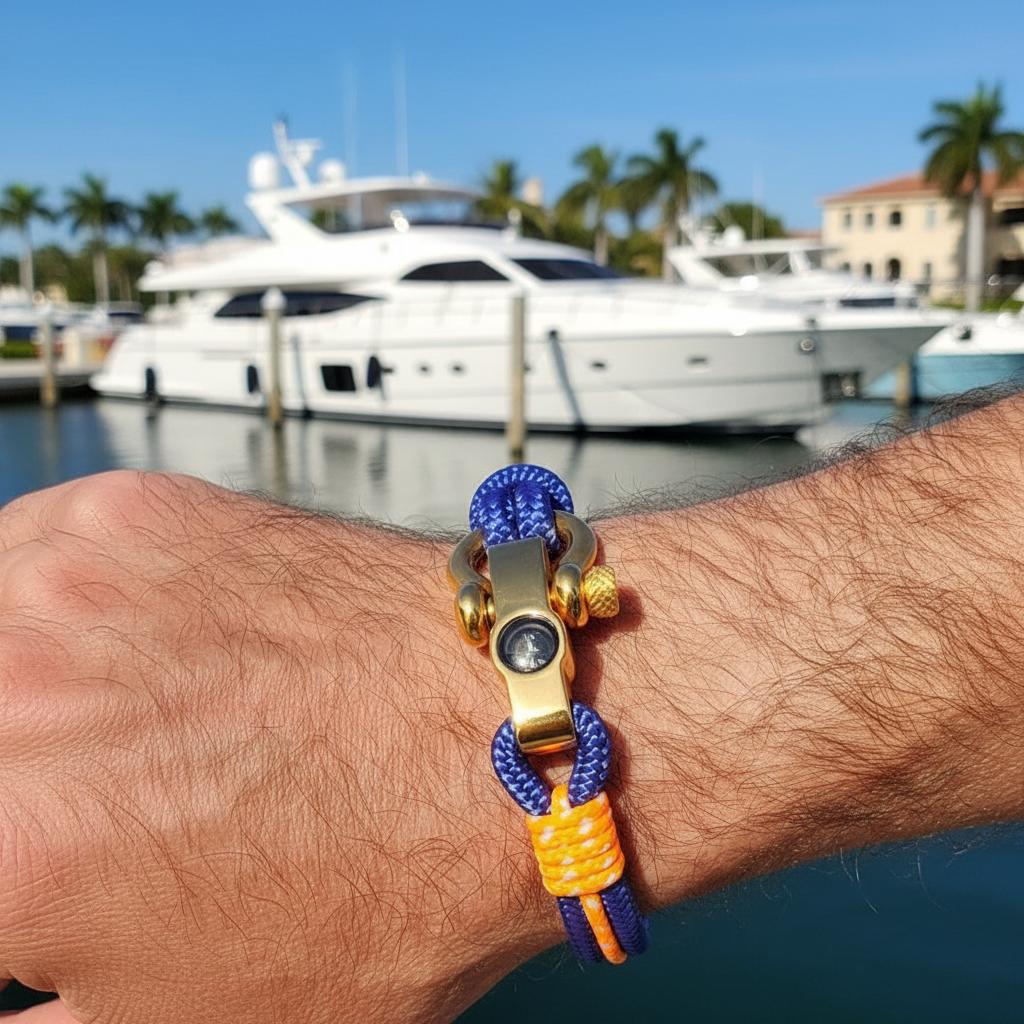 SEAMAN Compass Bracelet Blue Orange