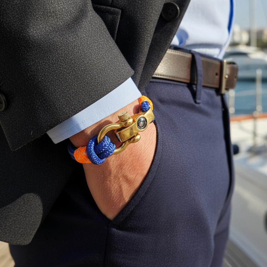 SEAMAN Compass Bracelet Blue Orange