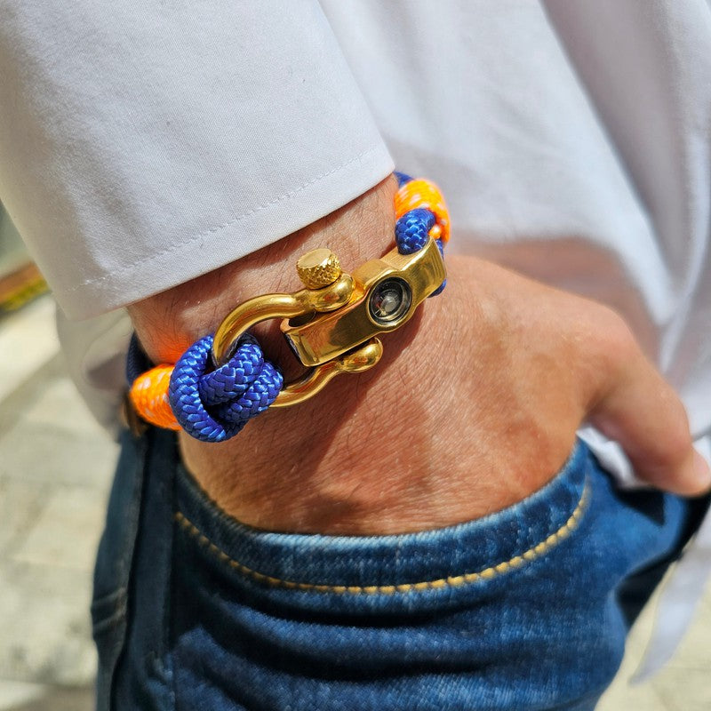 SEAMAN Compass Bracelet Blue Orange
