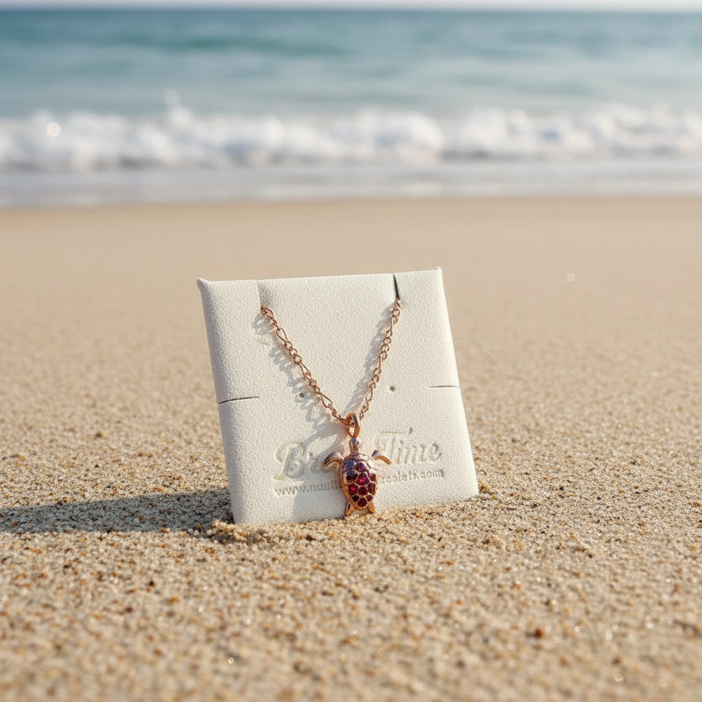Steel necklace with OCEAN MINI sea turtle pendant