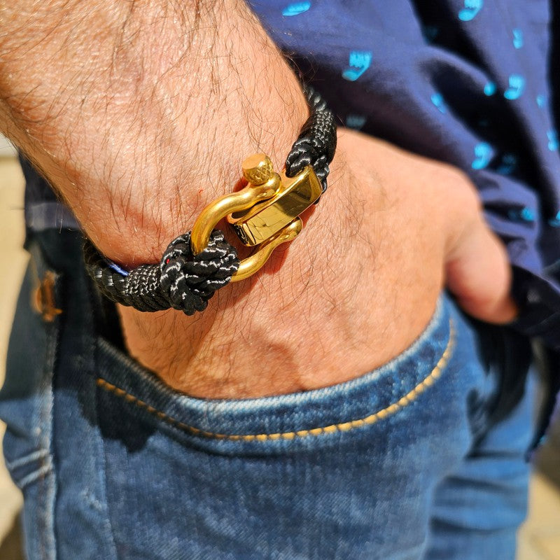 WAVES 4mm Nautical Clasp Bracelet Black