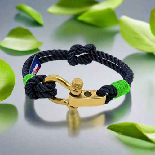 WAVES 4mm Nautical Clasp Bracelet Navy Blue Green
