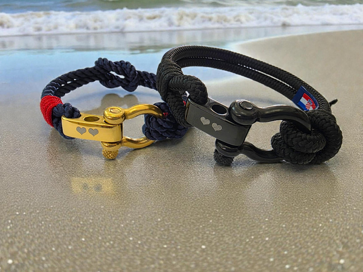 WAVES 4mm Nautical Clasp Bracelet Navy Blue Red