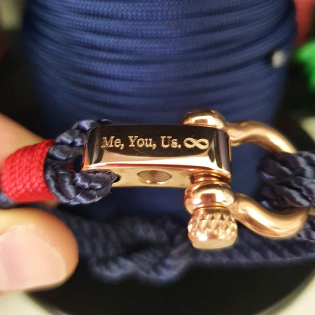 WAVES 4mm Nautical Clasp Bracelet Navy Blue Red White