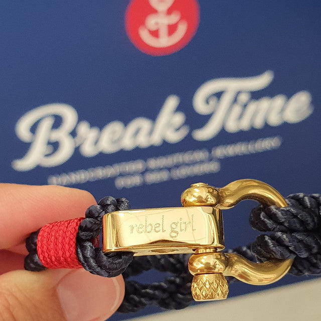 WAVES 4mm Nautical Clasp Bracelet Navy Blue Red White
