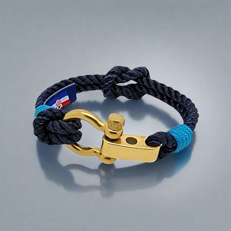 WAVES 4mm Nautical Clasp Bracelet Navy Blue Turquoise