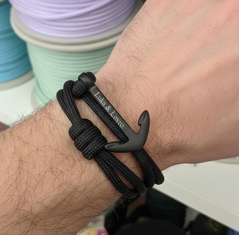 YACHT CREW big anchor bracelet black