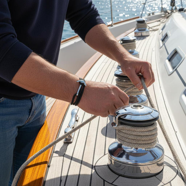 YACHT CREW big anchor bracelet black