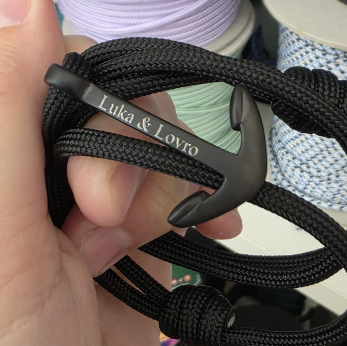 YACHT CREW big anchor bracelet black