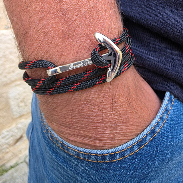 YACHT CREW big anchor bracelet black red