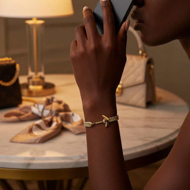 YACHT CREW medium anchor bracelet gold white