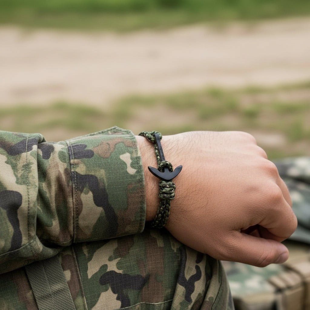 YACHT CREW medium anchor bracelet green camo