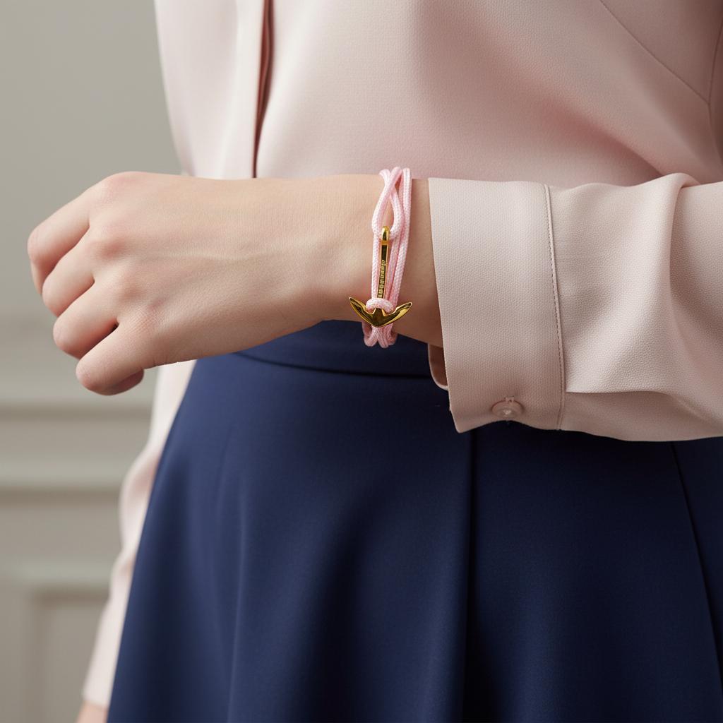 YACHT CREW medium anchor bracelet pastel pink