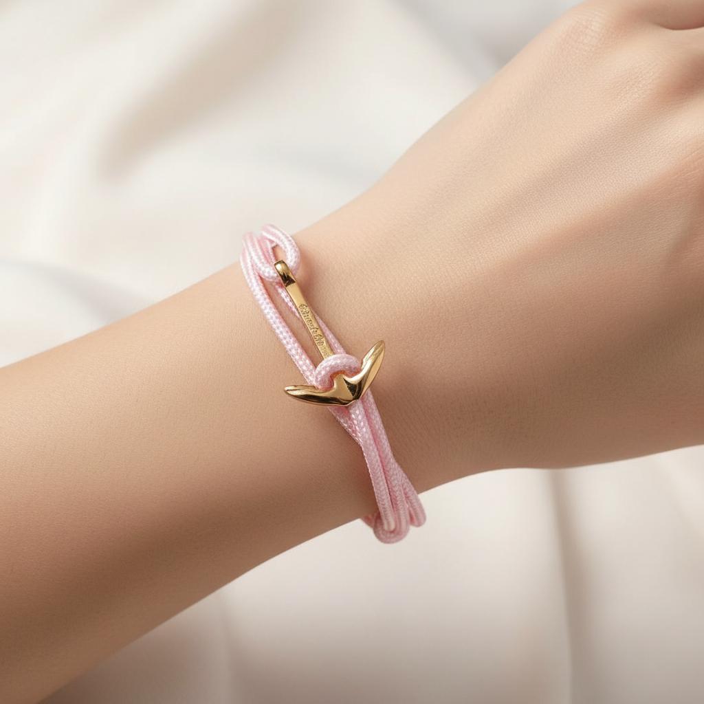 YACHT CREW medium anchor bracelet pastel pink