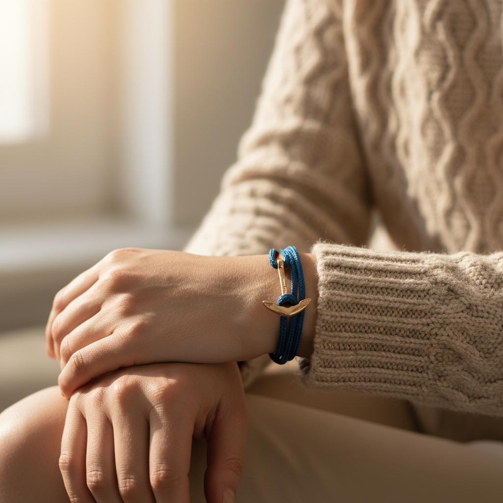 YACHT CREW medium anchor bracelet teal