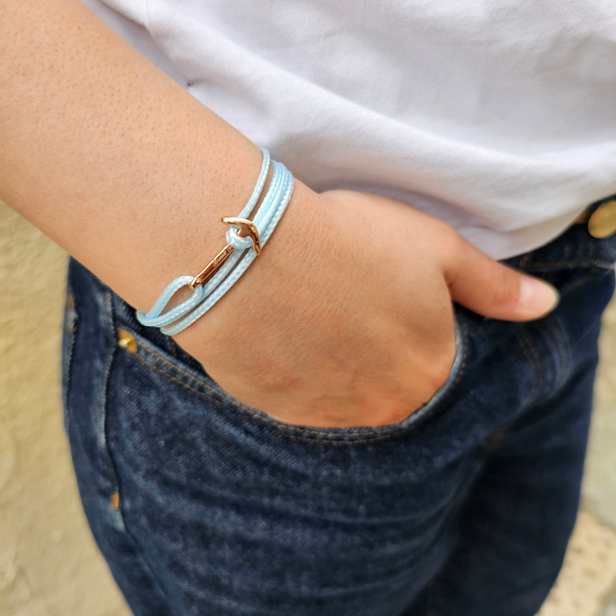 YACHT CREW mini anchor bracelet baby blue