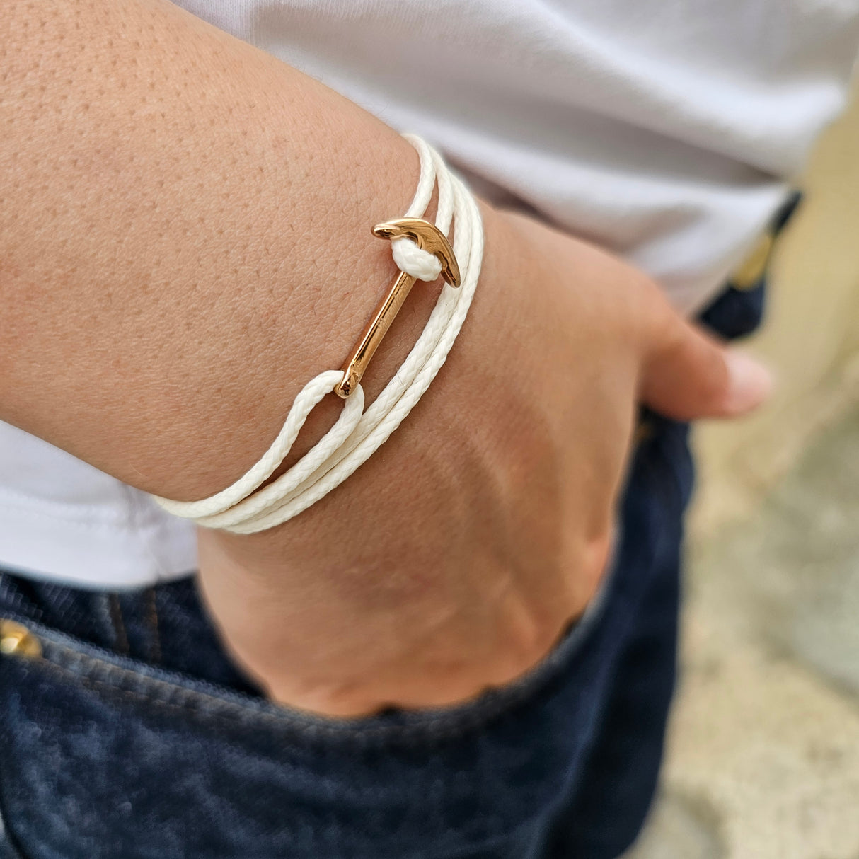 YACHT CREW mini anchor bracelet cream