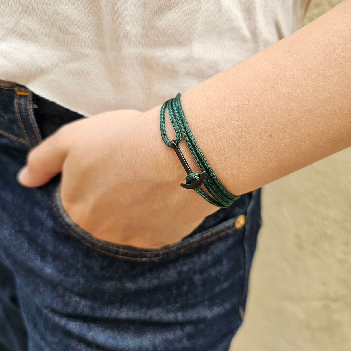 YACHT CREW mini anchor bracelet dark green