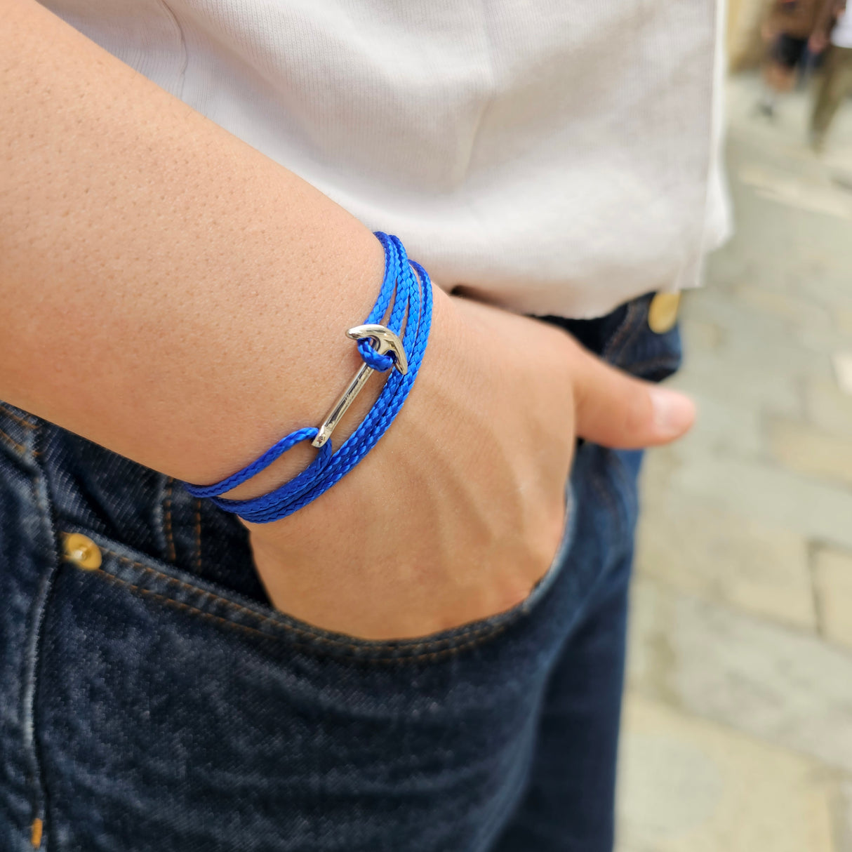YACHT CREW mini anchor bracelet electric blue