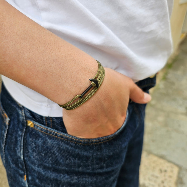 YACHT CREW mini anchor bracelet khaki