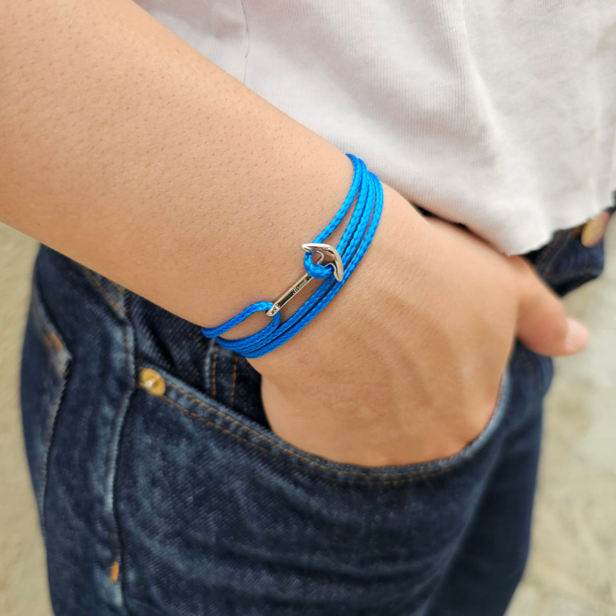 YACHT CREW mini anchor bracelet ocean blue