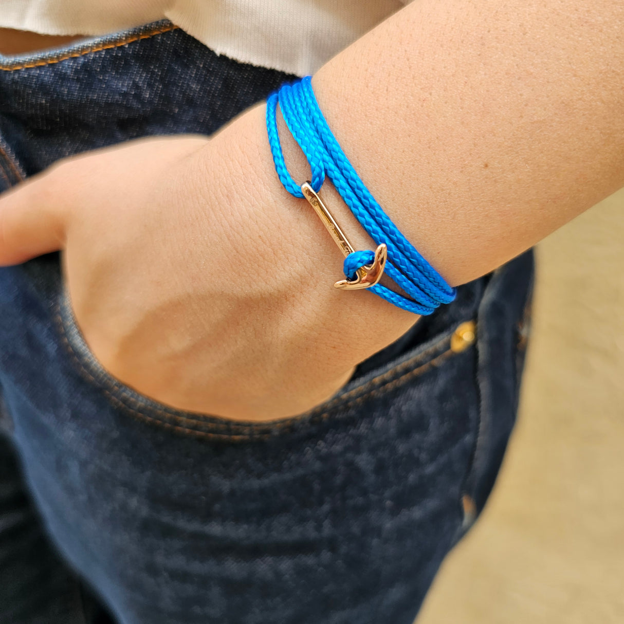 YACHT CREW mini anchor bracelet ocean blue