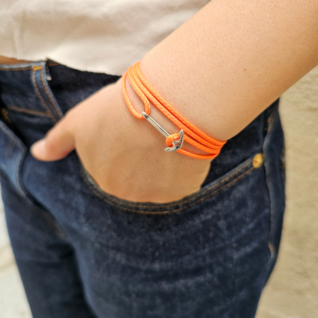 YACHT CREW mini anchor bracelet orange