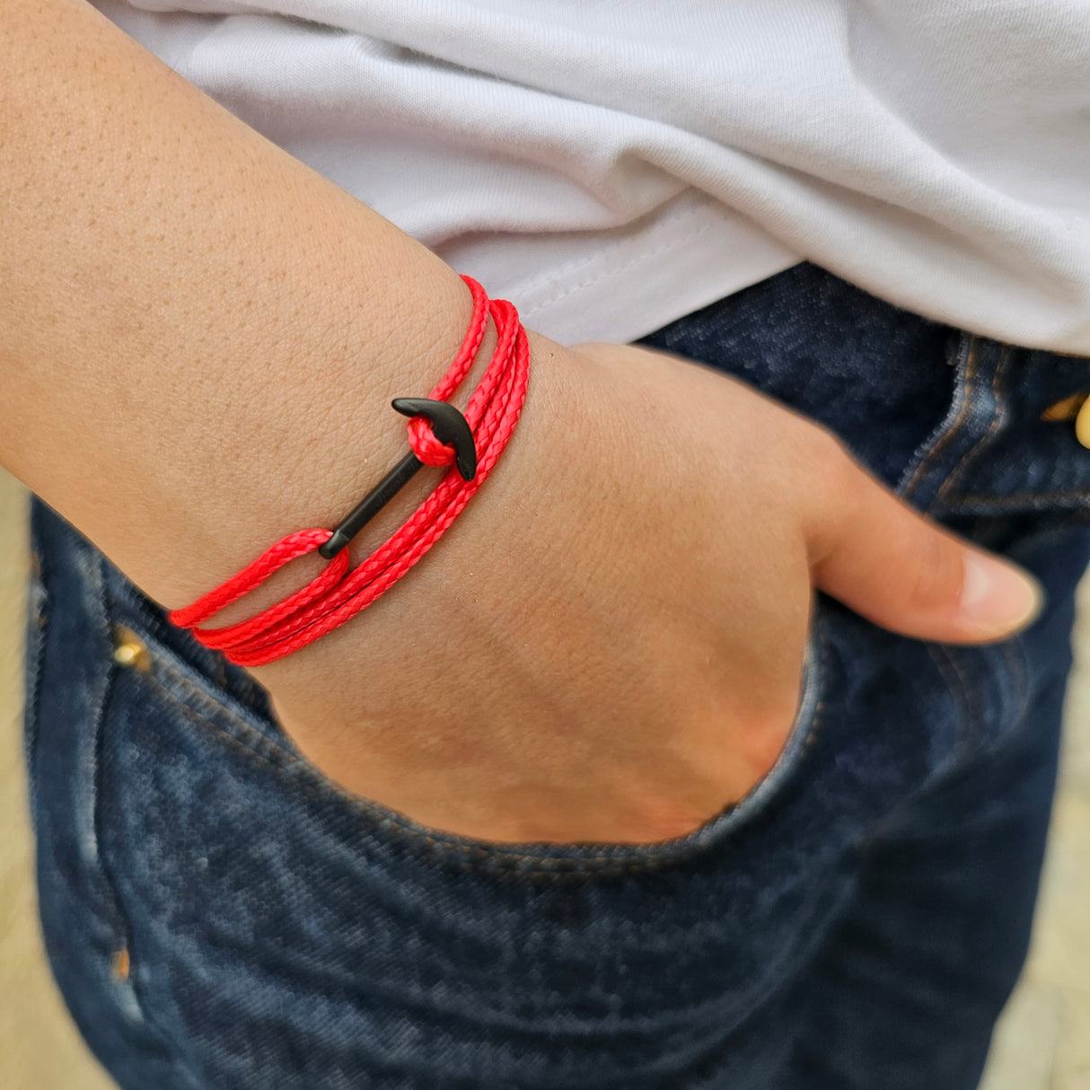 YACHT CREW mini anchor bracelet red