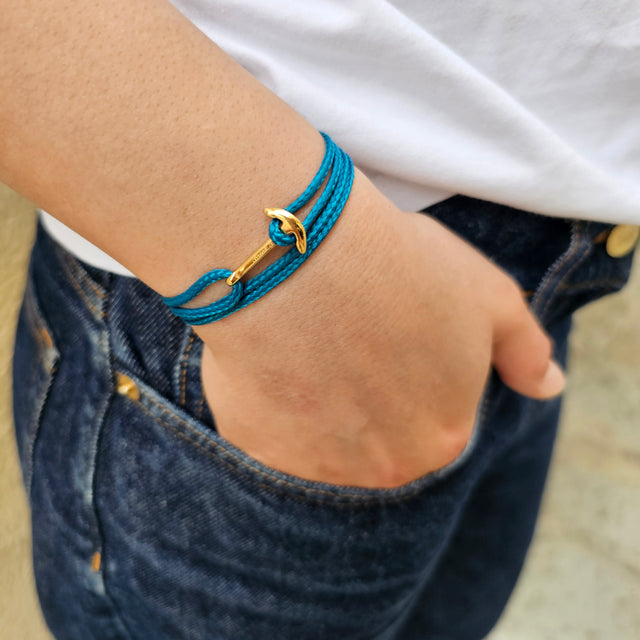 YACHT CREW mini anchor bracelet teal