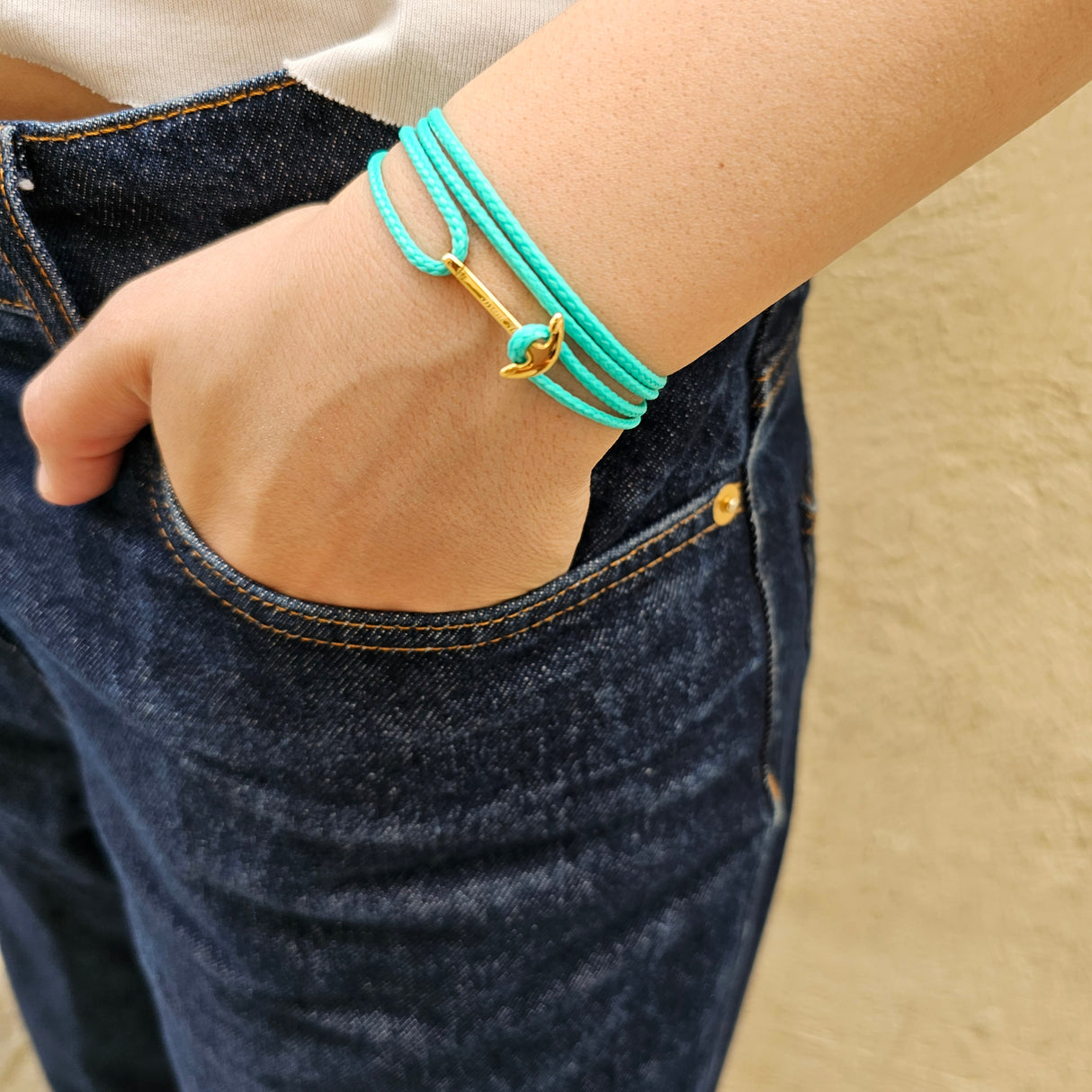 YACHT CREW mini anchor bracelet turquoise green