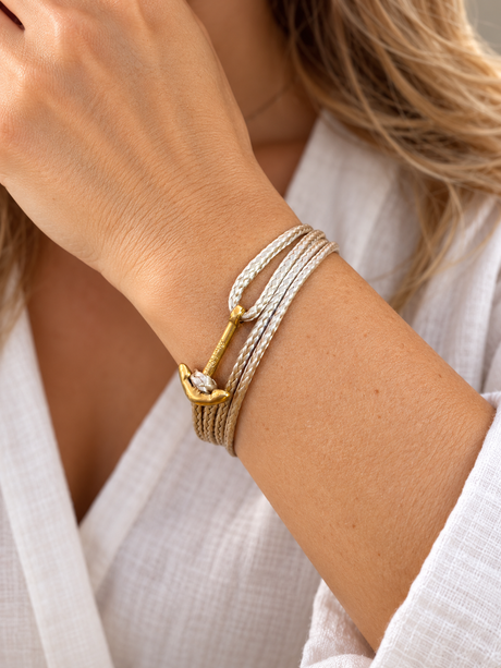 YACHT CREW mini anchor bracelet light brown